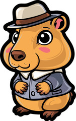 cute chibi capybara character  illustration