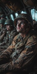 World War II paratroopers reenactors preparing for a jump