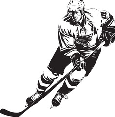 hockey player and puck silhouette