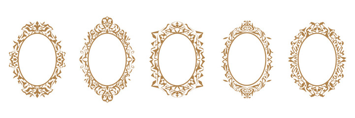 golden oval frame. full vector illustration.