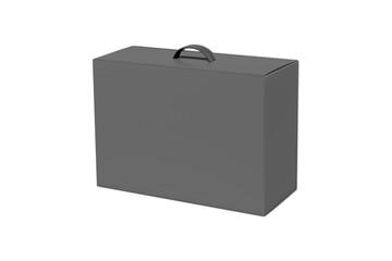 Empty Blank black and white Desktop LCD  LED Monitor Packaging Box with Handle. 3D rendering.