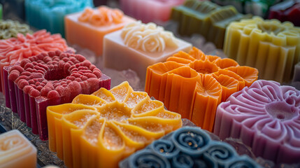 handmade soap of different shapes and colors, unusual soap
