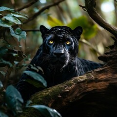 Naklejka na ściany i meble Panther Prowess: Striking Images of the Elusive Black Beauty