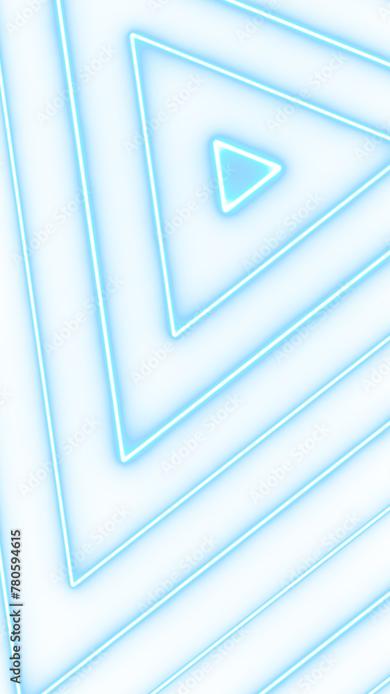 Aufkleber abstract blue triangle neon glowing line frame, animated led light flickering screen projection 3d r