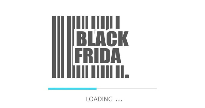 Black Friday text build in bar code. Progress or loading bar.