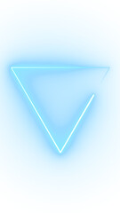 Abstract blue triangle neon glowing line frame, animated led light flickering screen projection 3d rendering, geometry shape presentation background, futuristic cyber laser sprectrum vertical design