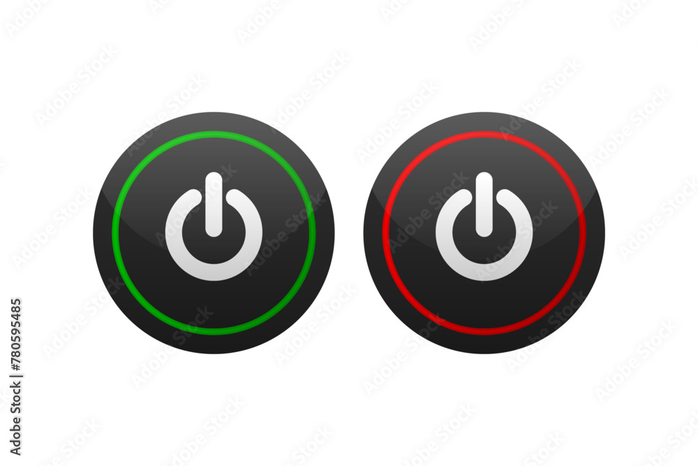 Poster on and off push button. power switch button with turn on off. vector illustration.