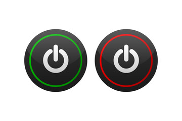 On and Off Push Button. Power switch button with turn on off. Vector illustration.