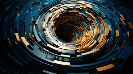 Golden and blue intertwined light vortex - obrazy, fototapety, plakaty