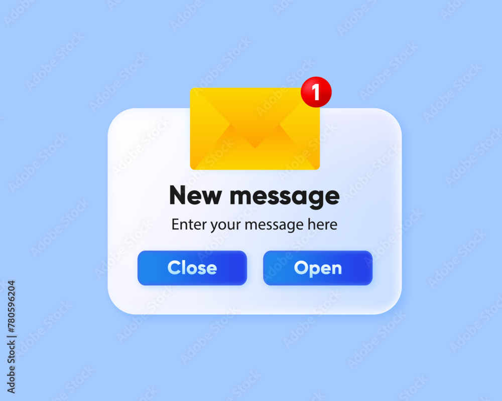 Poster new message notification label. reminder concept. enter your message here. new email pop up. vector 