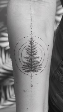 A tattoo of a tree with dots on the arm, AI