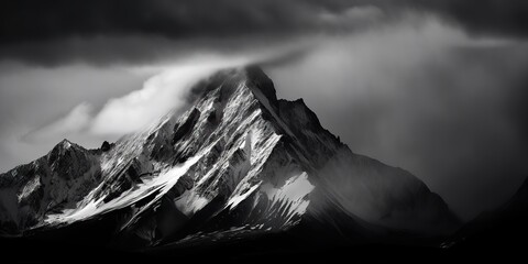 Amazing black and white photography of beautiful mountains and hills with dark skies landscape background view scene