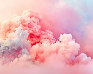 Explore the symbolism of powder cloud pastel colors, considering their associations with femininity, innocence, and the fleeting nature of beauty ,clean sharp focus