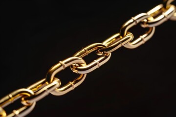 Fototapeta premium Close-Up of Gold Chain on Black Background