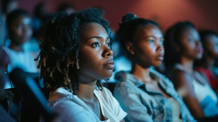 Fototapeta premium Host a film screening series featuring movies directed by women, focusing on themes of resilience, empowerment, and female solidarity ,high detailed