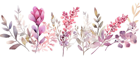 a many different flowers that are painted on a white background