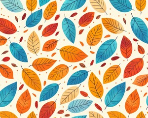 Autumn seamless pattern with leaf, autumn leaf background Abstract leaf texture Cute backdrop Leaf fall ,clean sharp focus