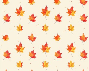 Obraz premium Autumn seamless pattern with leaf, autumn leaf background Abstract leaf texture Cute backdrop Leaf fall ,clean sharp focus