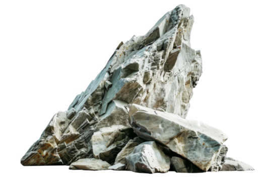 Large heavy rock stone isolated on background, flying rock in the space, natural giant boulder for decoration in garden yard.