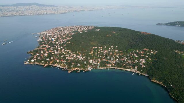 Aerial view of a prinsess island buyukada in Istanbul, Turkey