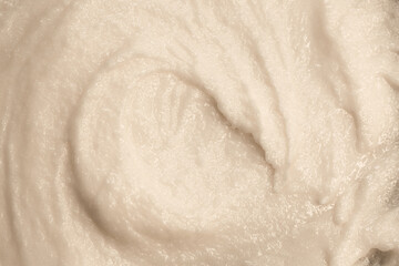 Vanilla cream ice cream. Ice cream texture. Delicious sweet dessert close-up as a background.