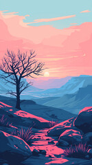 sunset in the mountains