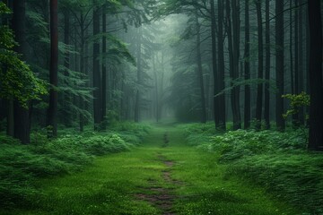 Obraz premium A Path Through a Green Forest