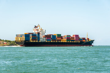 Cargo container Ship, cargo vessel ship carrying container and running for import export concept technology freight shipping sea freight by Express Ship