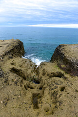 Coastal landscape with cliffs in Peninsula Valdes, World Heritage Site, Patagonia Argentina