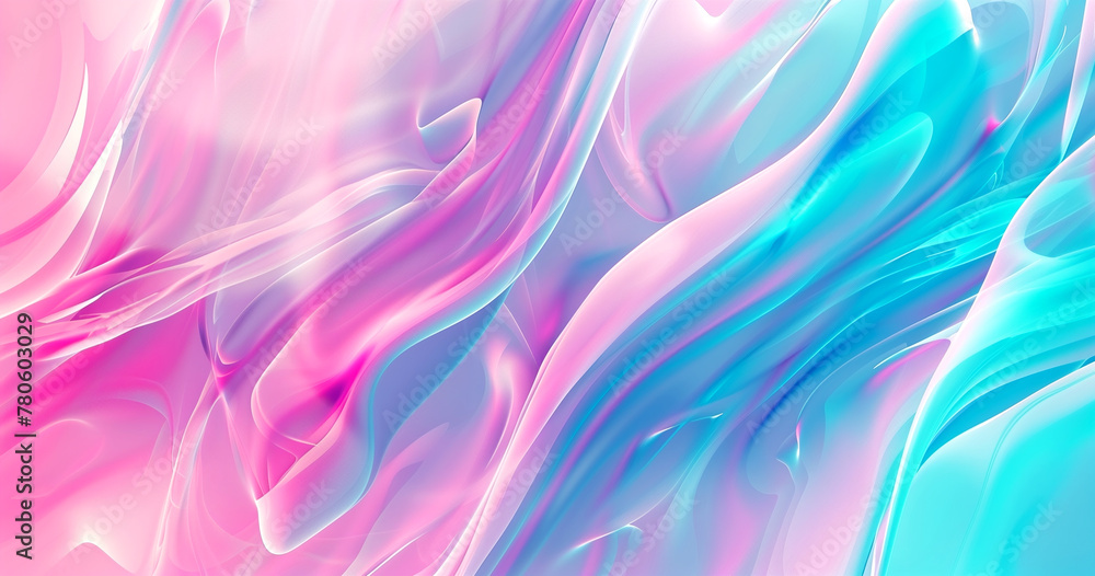 Poster Wave of pink and blue with sparkling shades, abstract wallpaper