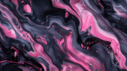 Obraz premium A closeup of swirling pink and black liquid, resembling the pattern found in abstract art