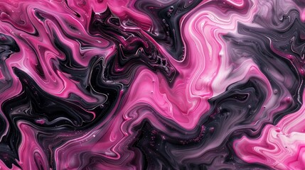 Obraz premium A closeup of swirling pink and black liquid, resembling the pattern found in abstract art