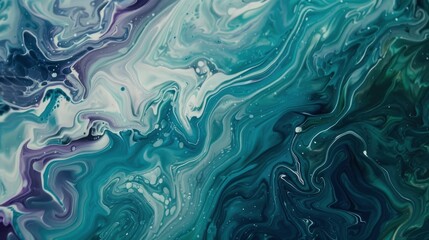 Obraz premium A closeup of the surface texture of oil slicks on water, with swirling patterns and colors resembling marbleized swirls in shade