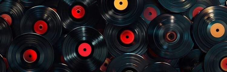 vinyl lp records laying flat for background