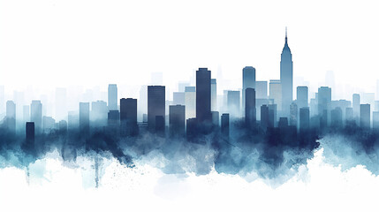 Abstract city building skyline - horizontal web banner background.