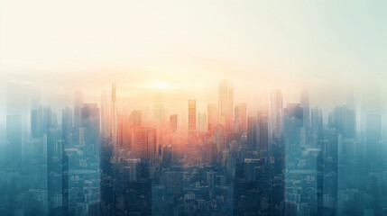 Abstract city building skyline - horizontal web banner background. - obrazy, fototapety, plakaty