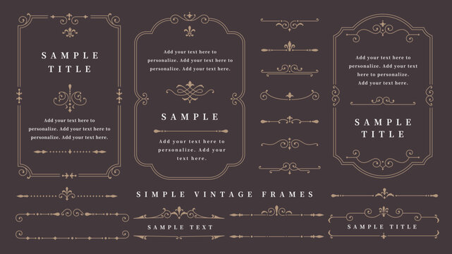 シンプルなビンテージフレーム・罫線セット4