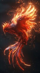 With each dawn, the phoenix is reborn, its fiery plumage casting a warm glow, an eternal promise of renewal and hope hyper realistic