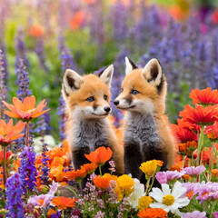 Fototapeta premium red fox in the garden