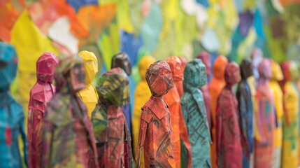 A community art installation highlighting the stories and experiences of refugees and immigrants, fostering empathy and understanding across cultures.
