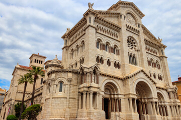 Fototapeta na wymiar Facade of Saint Nicholas Cathedral in Monaco-Ville, Monaco
