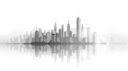Fototapeta na wymiar Simplicity modern cityscape skyline on white background. Vector illustration.