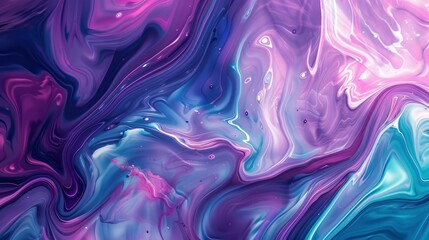 Fototapeta na wymiar Abstract liquid paint background with purple, blue and pink colors. A visual representation of the swirling patterns