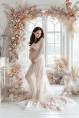 Maternal beauty with a floral studio theme