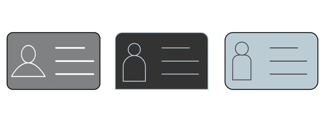 Set of ID Card icon set. Employee clerk card, driver license, Identification card symbol. ID Card icon on white background. EPS file 114.