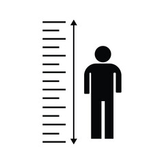 Man tall scale icon. Vector Illustration height symbol. Tall person icon. Height man vector icon. Scale tall human. Size person. Vector illustration. Eps file 124.