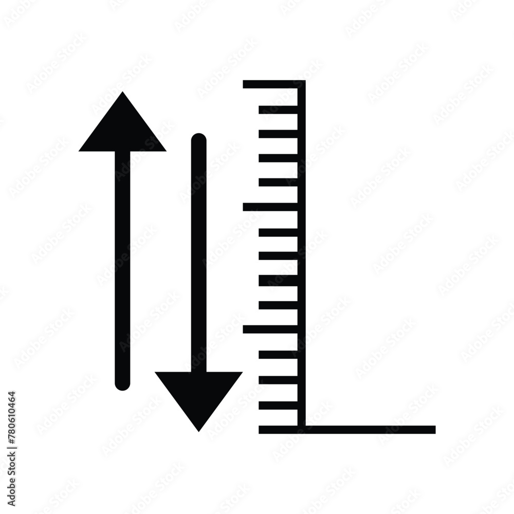 Poster height measuring symbol icon, vector illustration design template. the measuring height and length i