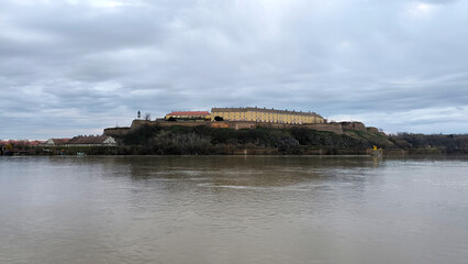 Fototapeta na wymiar Petrovaradin Fortress by the Danube river, Novi Sad