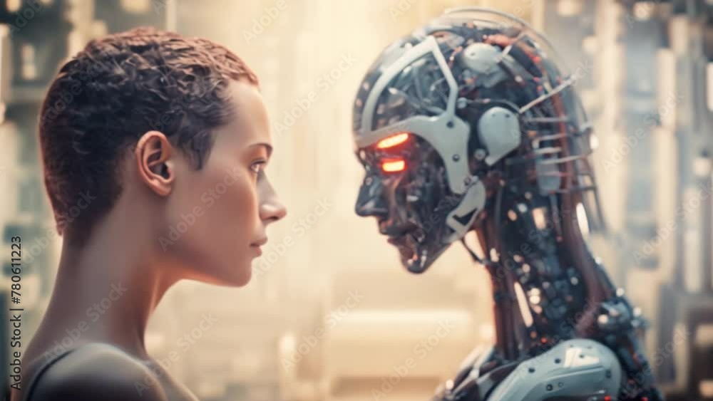 Poster Artificial Intelligence: AI robot technology that plays an important role in many sectors. People are interested in the potential and application of artificial intelligence to improve the quality of l