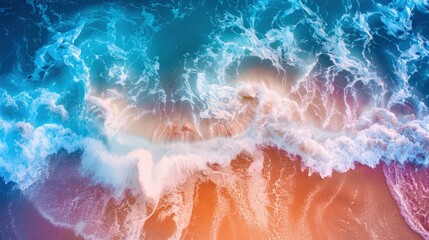 Beach colorful waves of the sea top view mobile wallpaper ultra high definition photography bright colors best details HD - obrazy, fototapety, plakaty